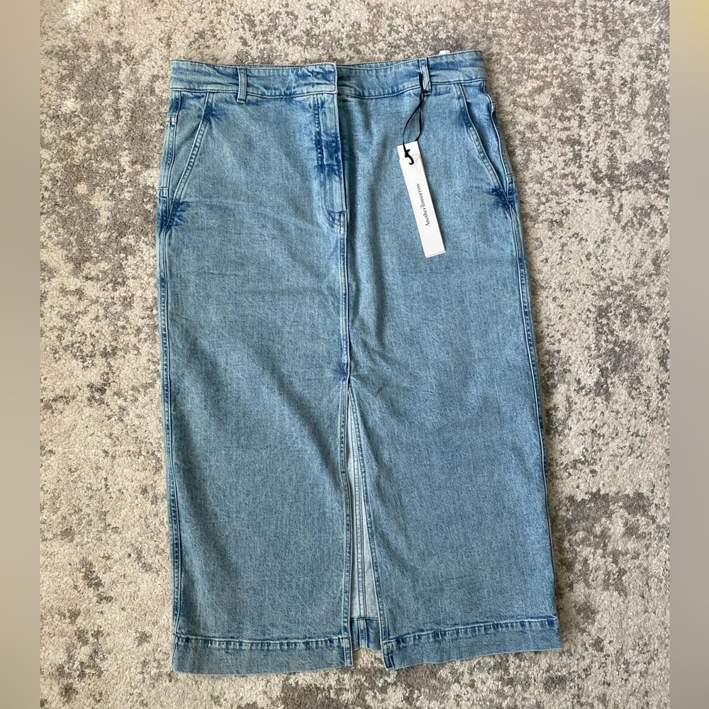 ANOTHER TOMORROW Denim Pencil Skirt